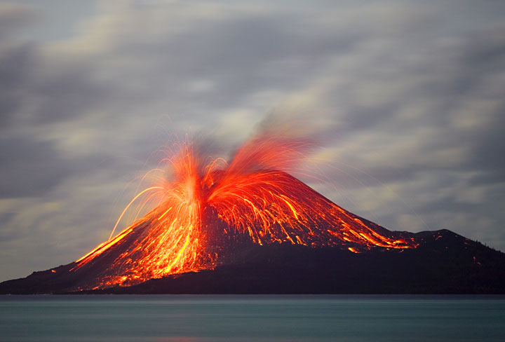 Mount Anak Krakatau Eruptions in Indonesia